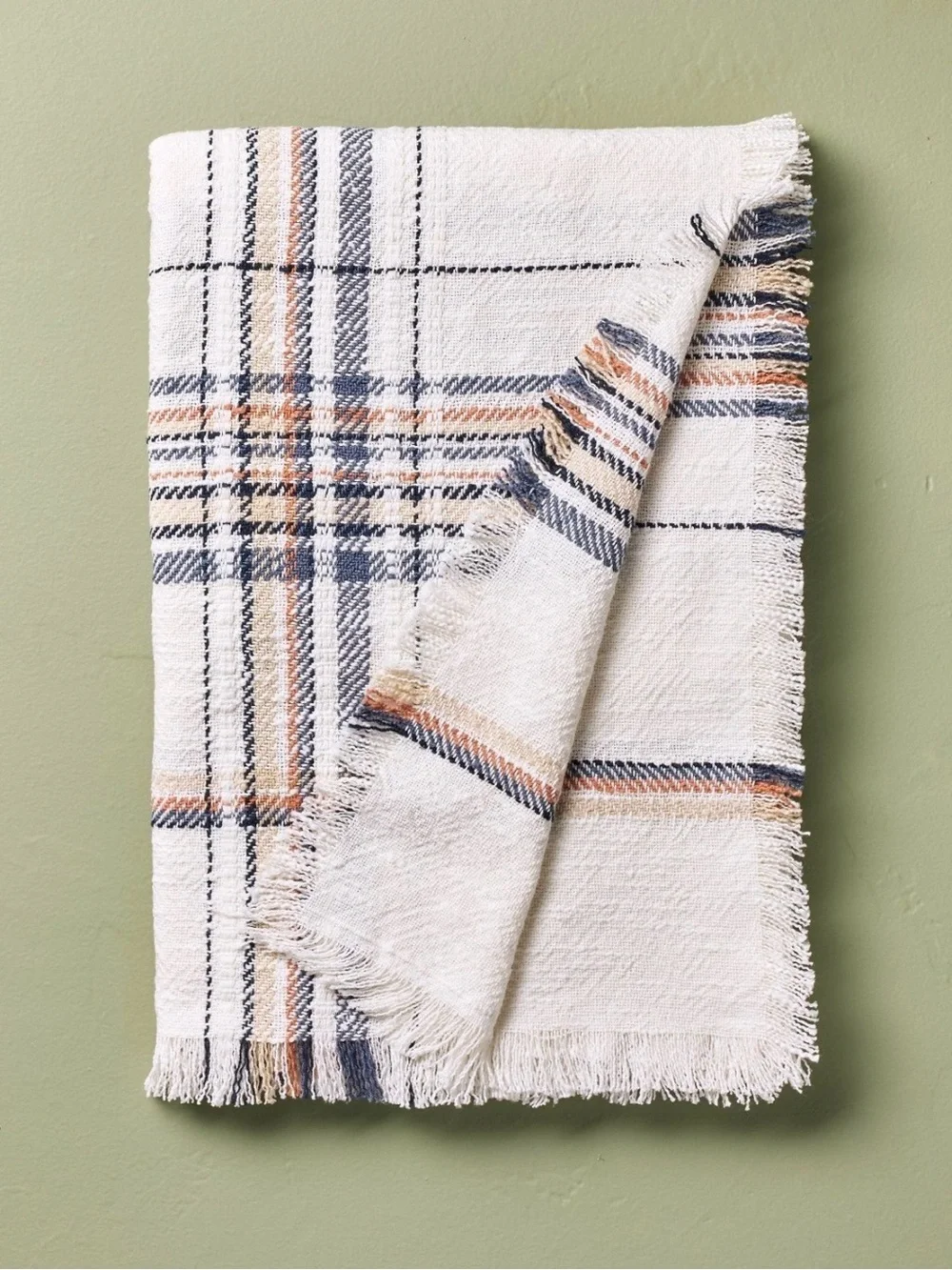 Hearth & Hand Magnolia Woven Plaid Cream/Blue Throw Blanket